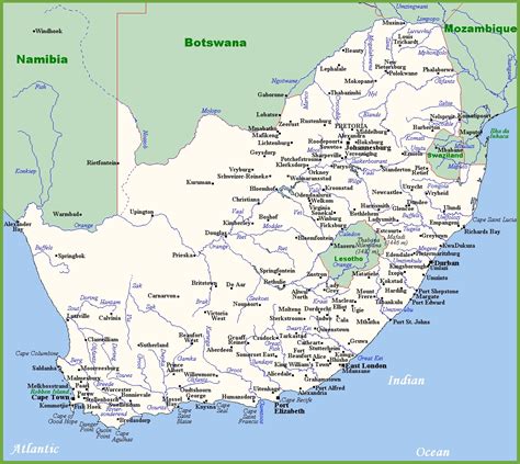 map of south africa cities